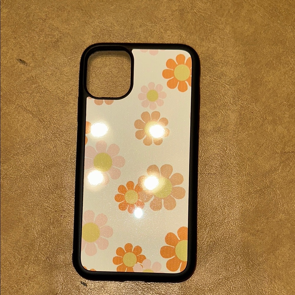 Black and White Floral Phone Case with Protective Border